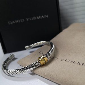 DAVID YURMAN 5mm Cable Single Station Bracelet Yellow crystal Sterling Silver 92
